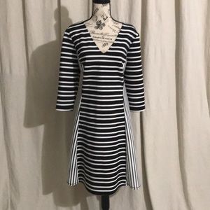 Black and white fit and flare dress